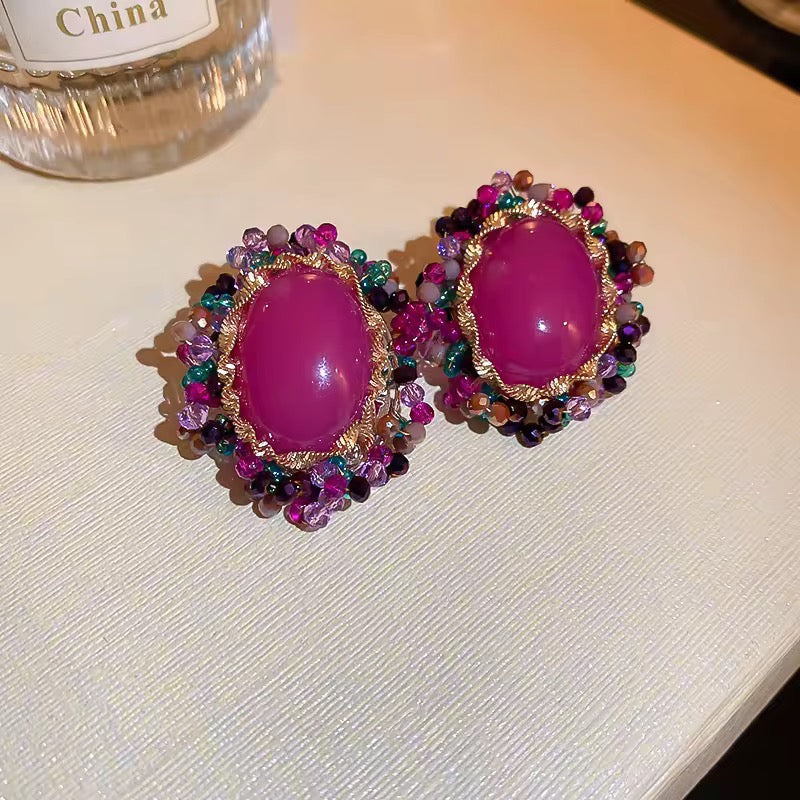 Hot Pink vintage-style statement Stud Earring