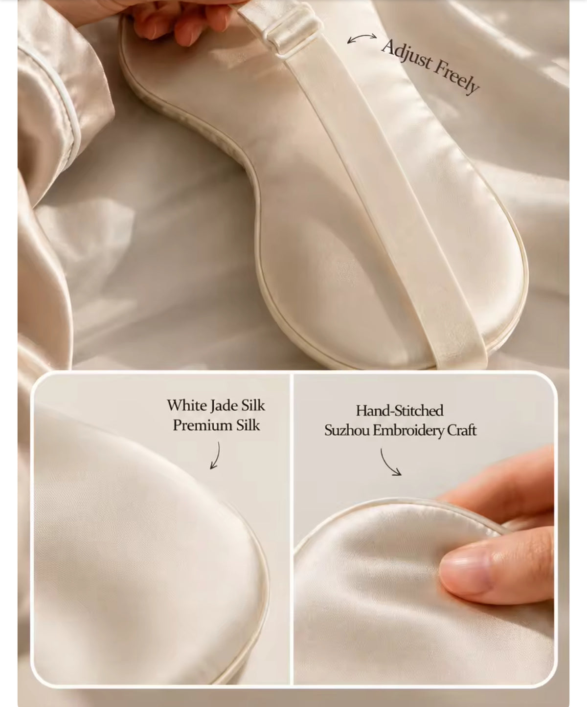 100% Pure Mulberry Silk Sleeping Eye Mask.