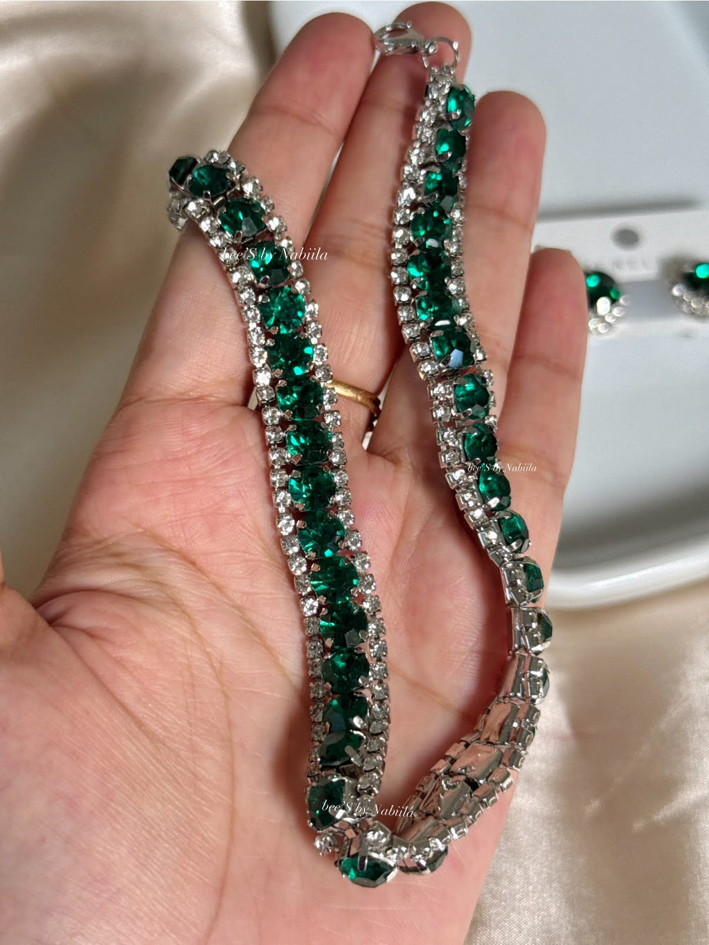 Emerald Green Zircon Choker & Earring Set