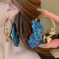 Vintage Embroidered Butterfly Hoop Earring 🦋
