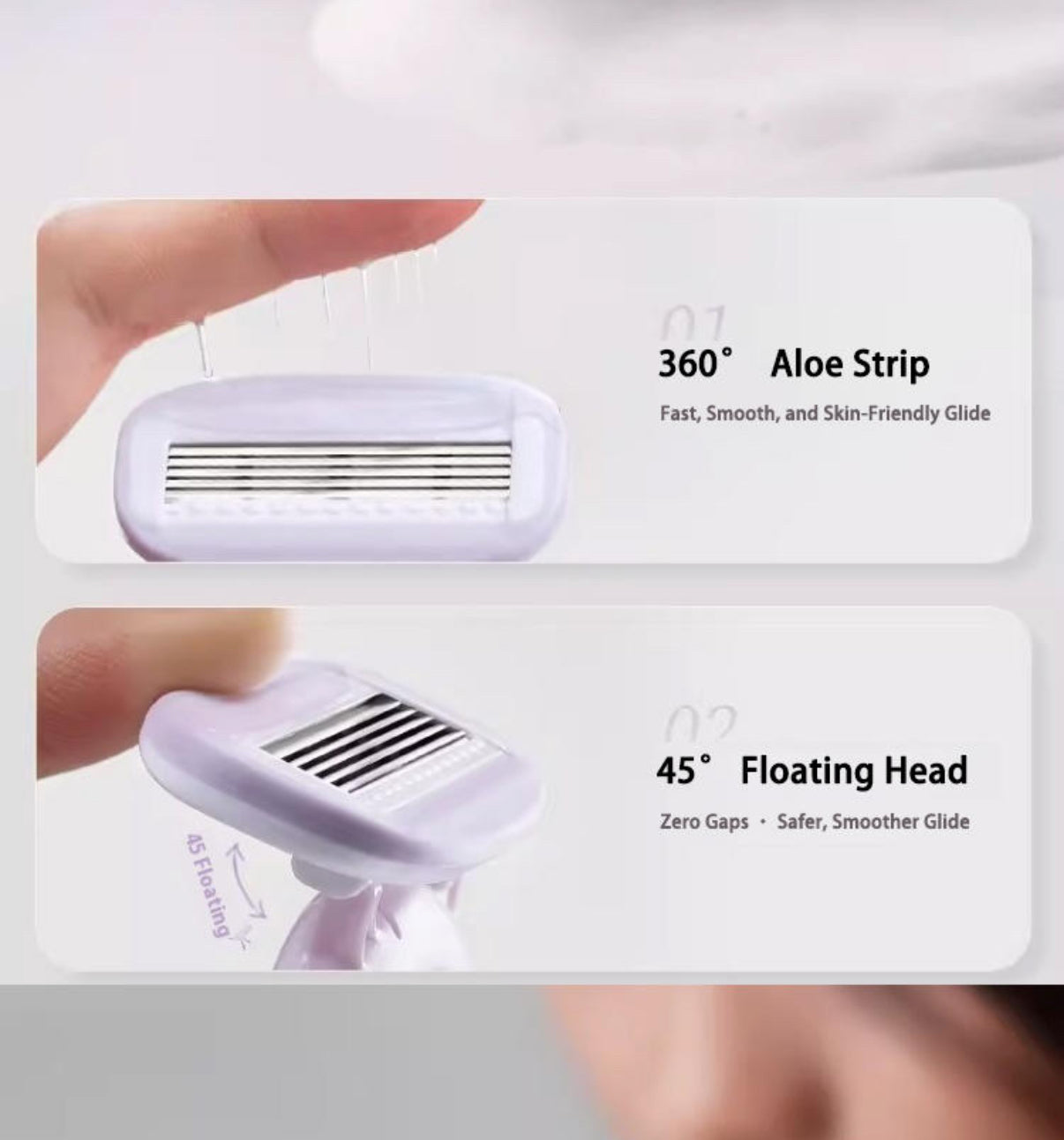 45 Degree Floating Head Mini Body Shaving Razor Set with 2 Extra blades