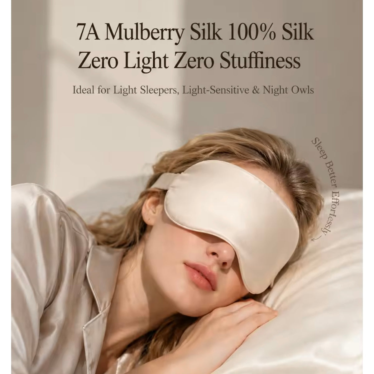 100% Pure Mulberry Silk Sleeping Eye Mask.