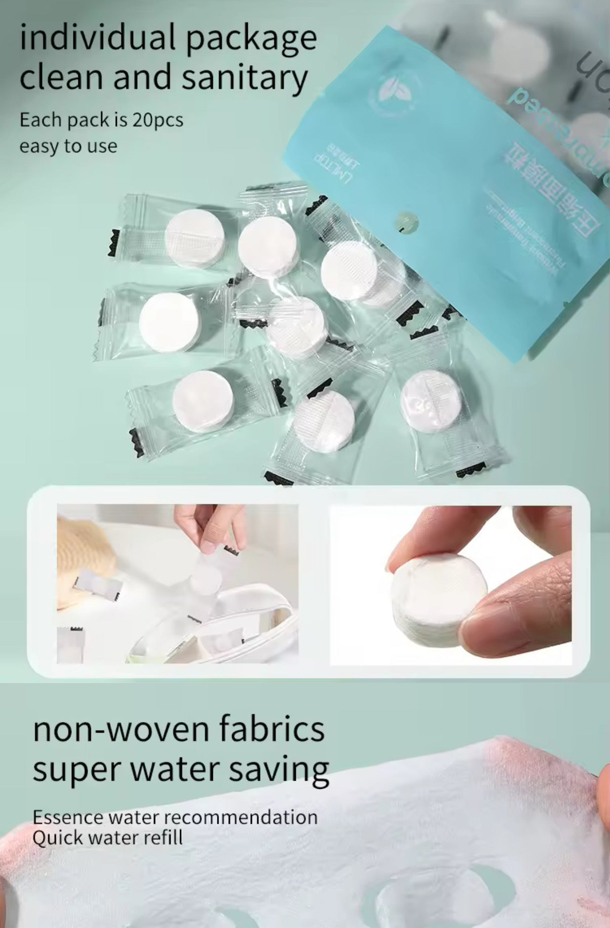 20pcs Compressed Facial Cotton Mask Sheets