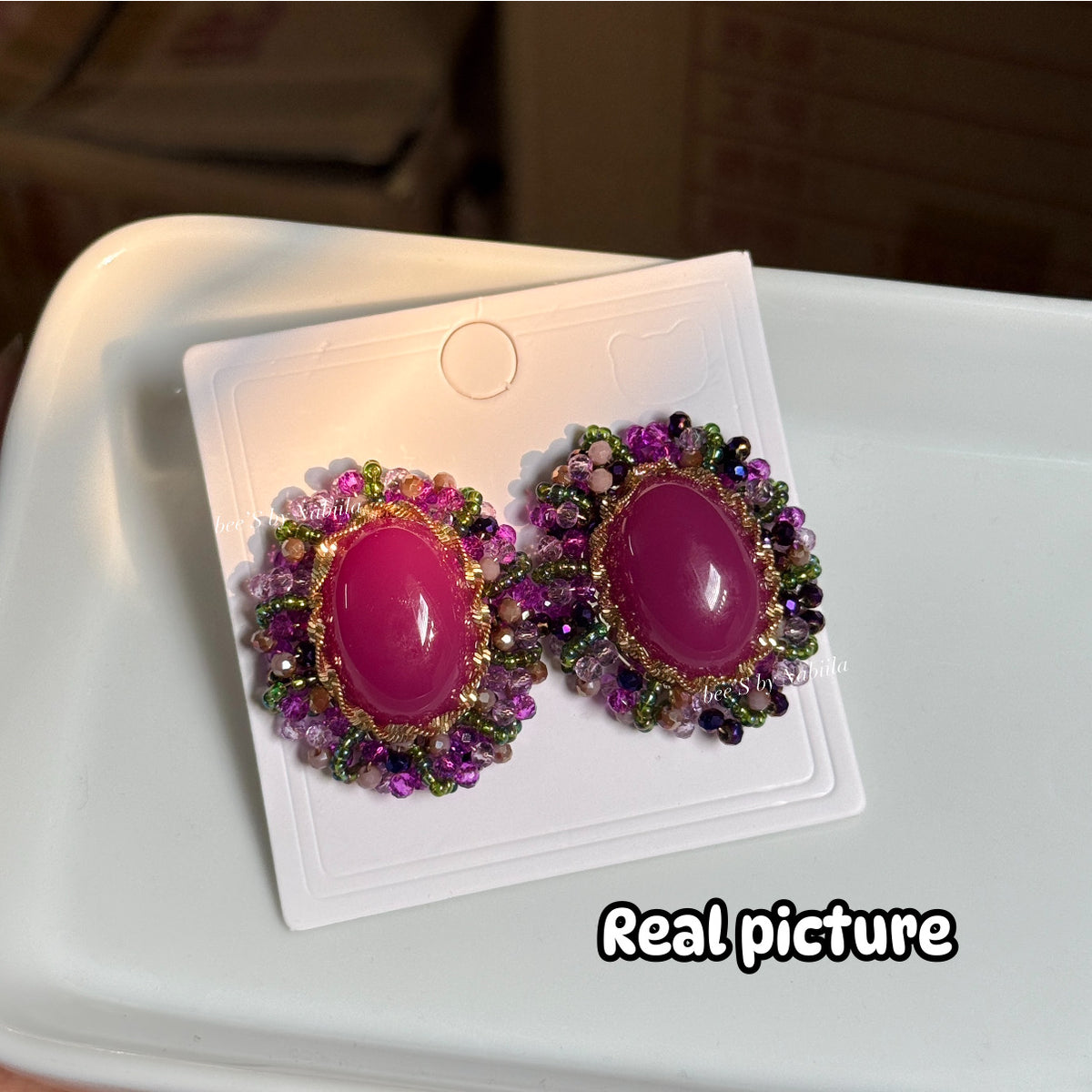 Hot Pink vintage-style statement Stud Earring