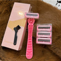 Pink 6-layered Shaving razor set with 3 Replacement Blades & 1 Cleaning Brush