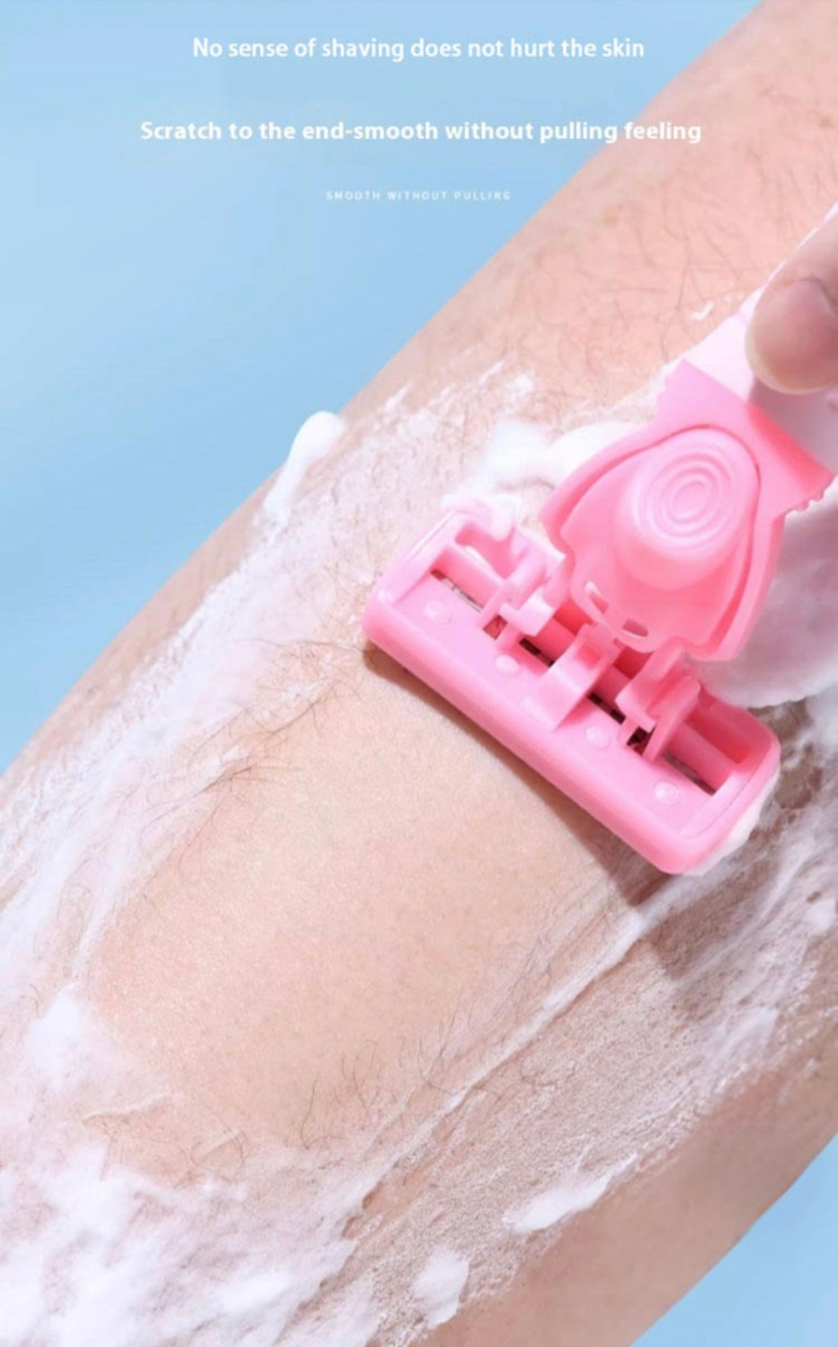 Pink 6-layered Shaving razor set with 3 Replacement Blades & 1 Cleaning Brush