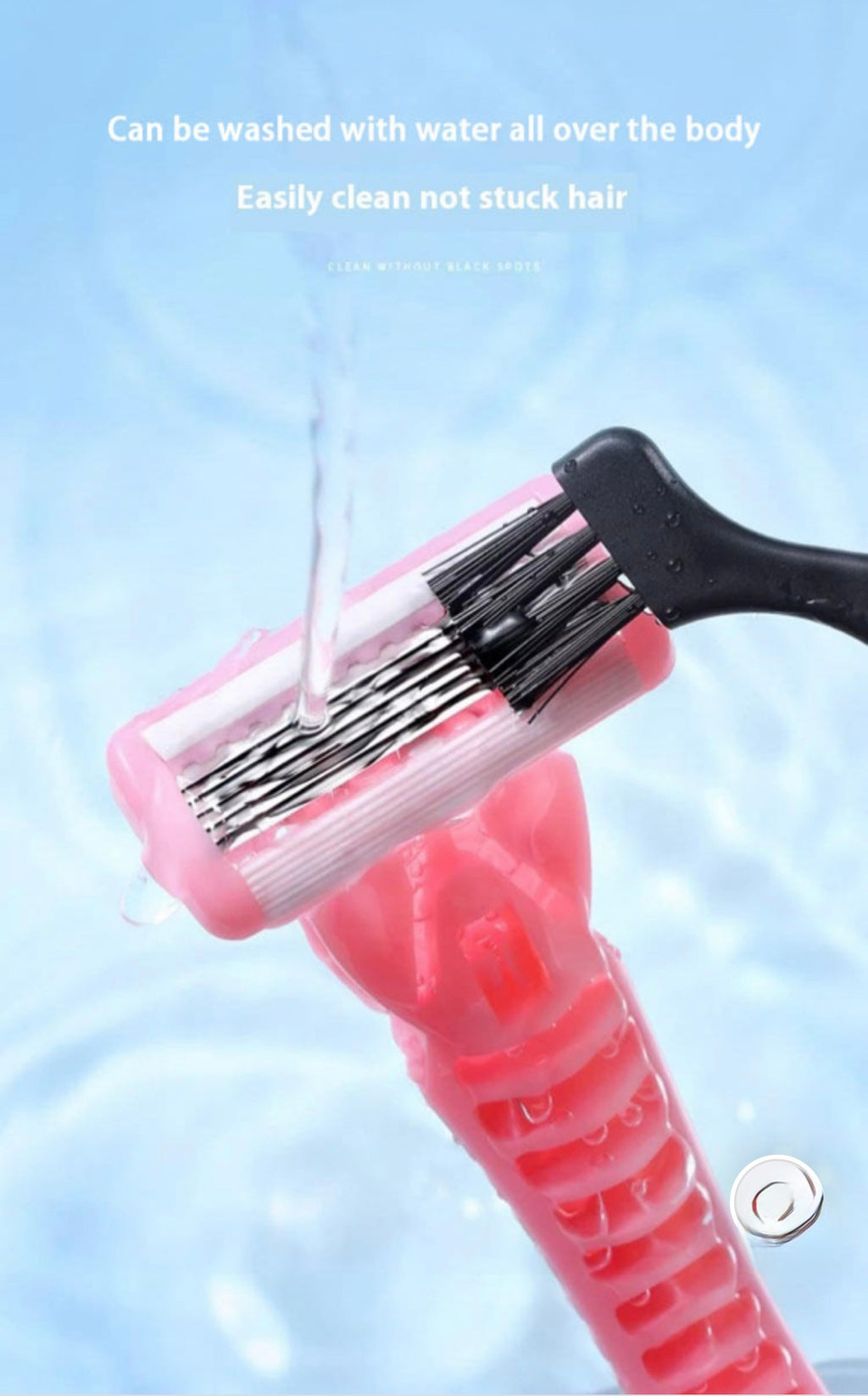 Pink 6-layered Shaving razor set with 3 Replacement Blades & 1 Cleaning Brush