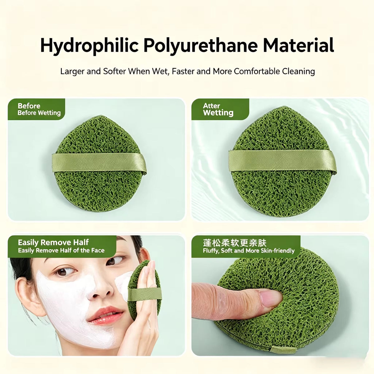 2pcs Mini Face Cleaning Sponge